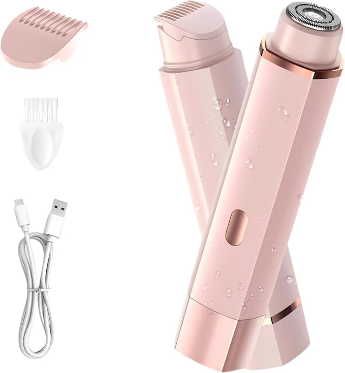 Bikini Trimmer for Women, 2 in 1 Electric Razors for Women, IPX7 Waterproof, USB Rechargeable Wet and Dry Shaver, Suitable for Hair Removal All Over The Body