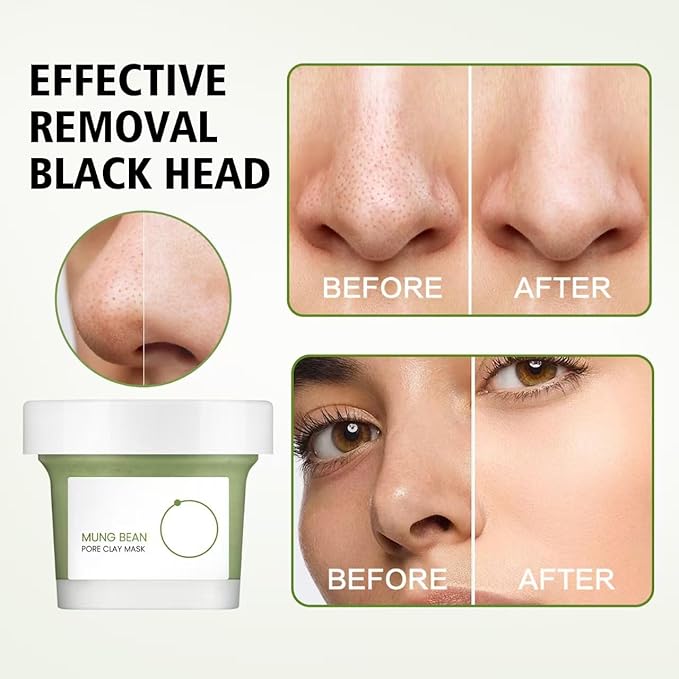 Mung Bean Pore Clay mask (4.05 fl oz /120ml) | Fragrance-Free | Wash Off Mask for Blackhead & Whitehead Care | Quick 3 Minute to Gently Cleanse, Exfoliate and Tighten Pores | Korean Skincare (1P)