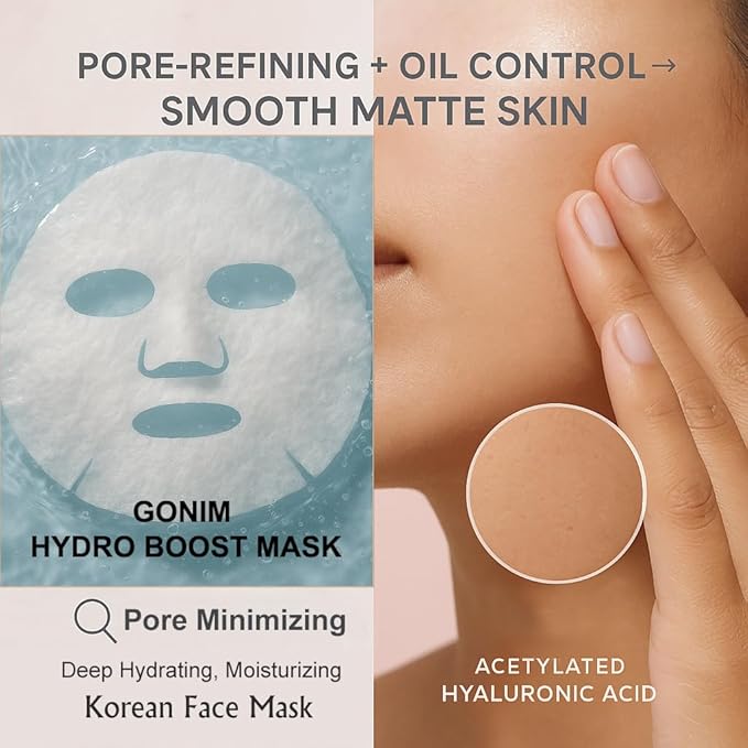 GONIM Face Mask Korean Skin Care with Hyaluronic Acid Serum & Collagen Activation, Face Masks Skincare with Vitamin C, Moisturizing Sheet Mask for All Skin,Korean Face Mask Travel Essentials 15 Sheets
