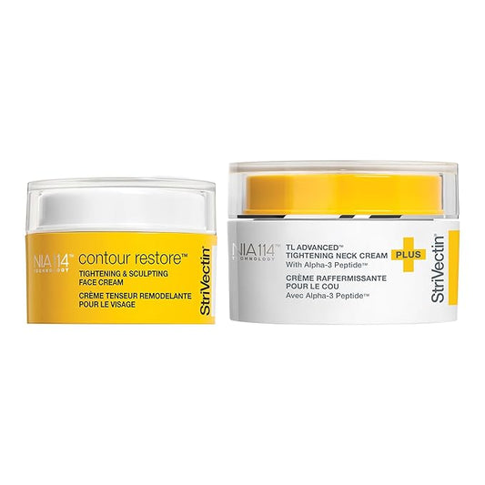 StriVectin Contour & Tighten Lifting Duo: TL Advanced Neck Cream PLUS & Face Sculpting Cream | Visibly Lift, Firm, and Restore Fullness to Face, Neck, & Décolleté (2x 1.7 oz)