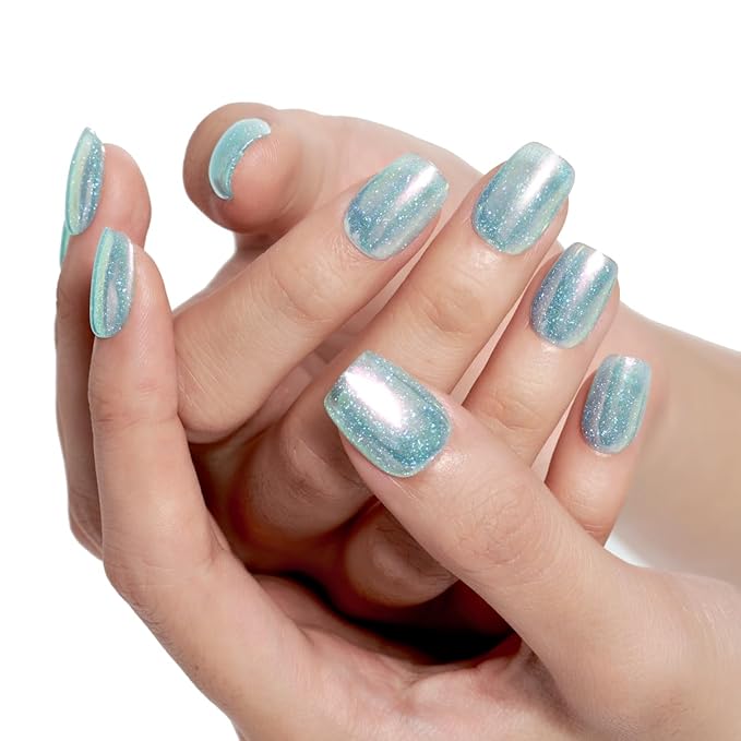 GLAMERMAID Glitter Silver Press On Nails Extra Short Square, Handmade Jelly Soft Gel Nails Fake Nails kit, Glossy Nails Glue on Nail Reusable Acrylic False Nails Manicure Kits for Women