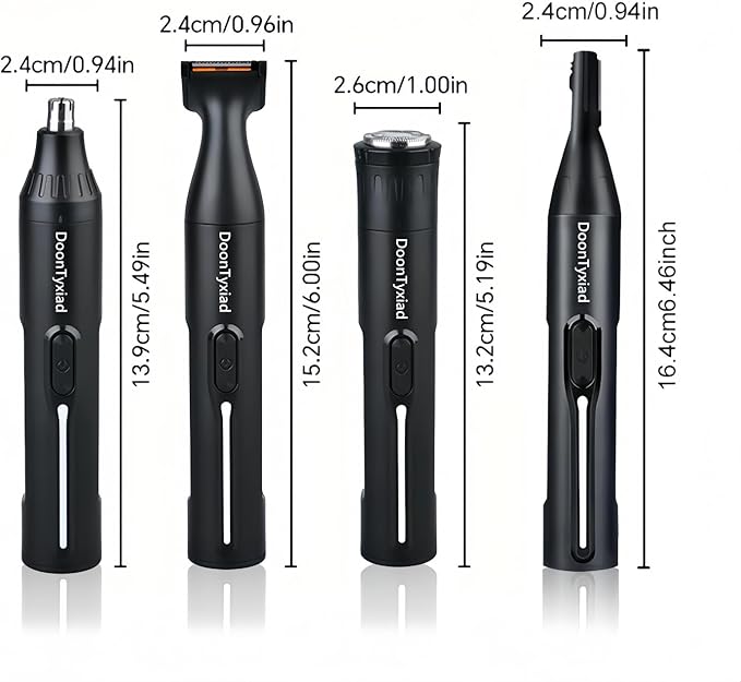 Rechargeable Ear and Nose Hair Trimmer, 4-in-1 Professional Painless Eyebrow & Facial Hair Trimmer for Men Women, Powerful Motor and Dual-Edge Blades for Smoother Cutting Black(Black 4-in-1)