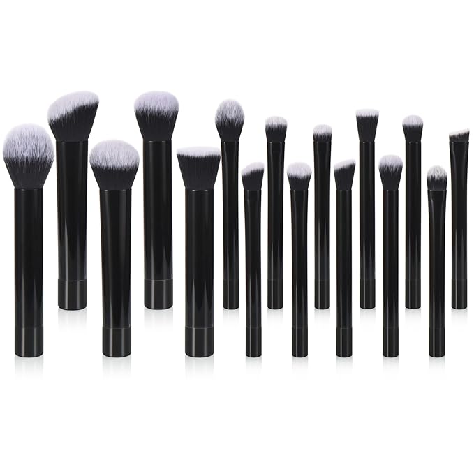 111 Transparent Makeup Brushes 22 Pcs Makeup Kit, Premium Synthetic Foundation Brush Eyeshadow Brush Make up Brushes Set With Beauty puff (Black, short, 22pcs)