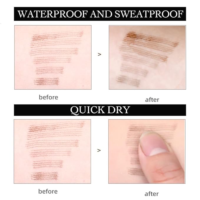 2 Pcs/Set Eyebrow Ink Pencil by Brow Stylist -Micro 4 Point Brow Pen Lift & Snatch Eyebrow Pen Kits with 3 Eyebrow Stencil Long-Lasting Waterproof Natural Eyebrow Hair (01# chestnut colour)