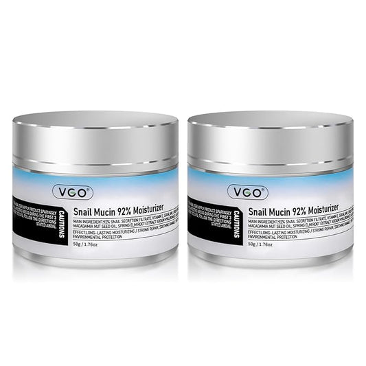 VGO 2 Pack 92% Snail Mucin Moisturizer, Anti Aging, Skin Repair & Hydrating Face Cream with Ceramide & Vitamin E