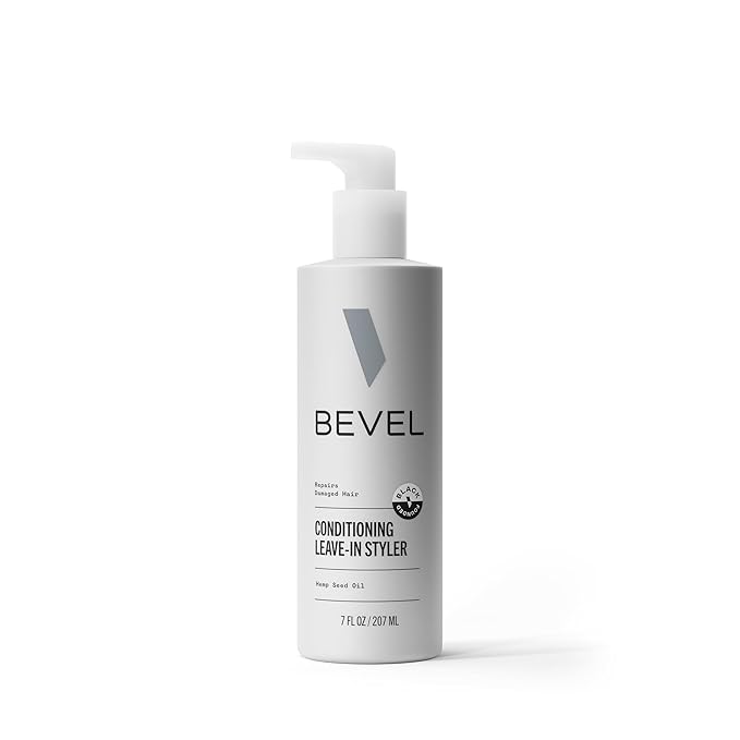 Bevel Leave In Conditioner for Men - Curly Hair Conditioner with Hemp Seed Oil and Biotin, Detangles Moisturizes and Strengthens Hair, 7 Oz