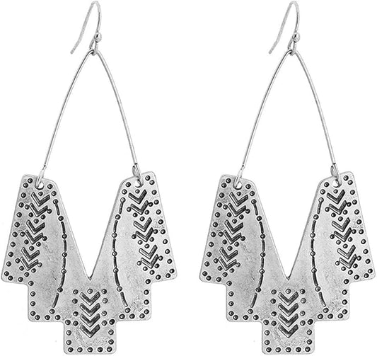 Zealmer Gold Geometric Earrings Statement Vintage Boho Ethnic Earrings Hollow Out Fan Shape Dangle Drop Earrings for Women Birthday Christmas Valentines Day Gift