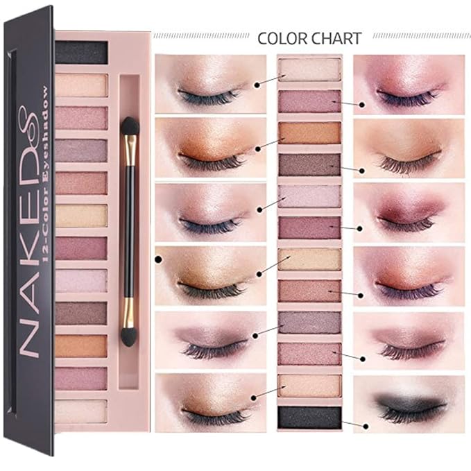 All in One Makeup Kit for Women Full Kit – 12 Color Shimmer Eyeshadow Palette, Buff Beige Foundation, Liquid Lipsticks, Face Primer, Brow Soap, Winged Eyeliner Stamp, Makeup Brush & Sponges Gift Set