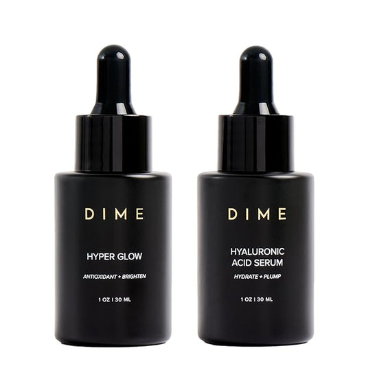 DIME Beauty Serum Set ($64 Value) - Includes Hyaluronic Acid + Hyper Glow Serum (30 ml Each)