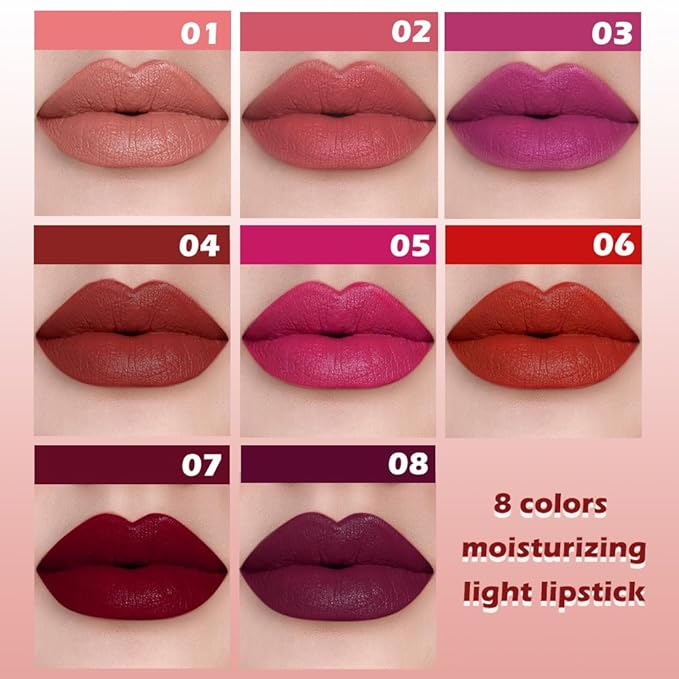 Plum Purple Matte Lipstick for Women, Long Lasting Waterproof Transfer-Proof Vegan, 24 Hours Moisturizing Glossy Shine Lip Gloss, Lipstick Palette Beauty Products Makeup All-Day Formula A08#