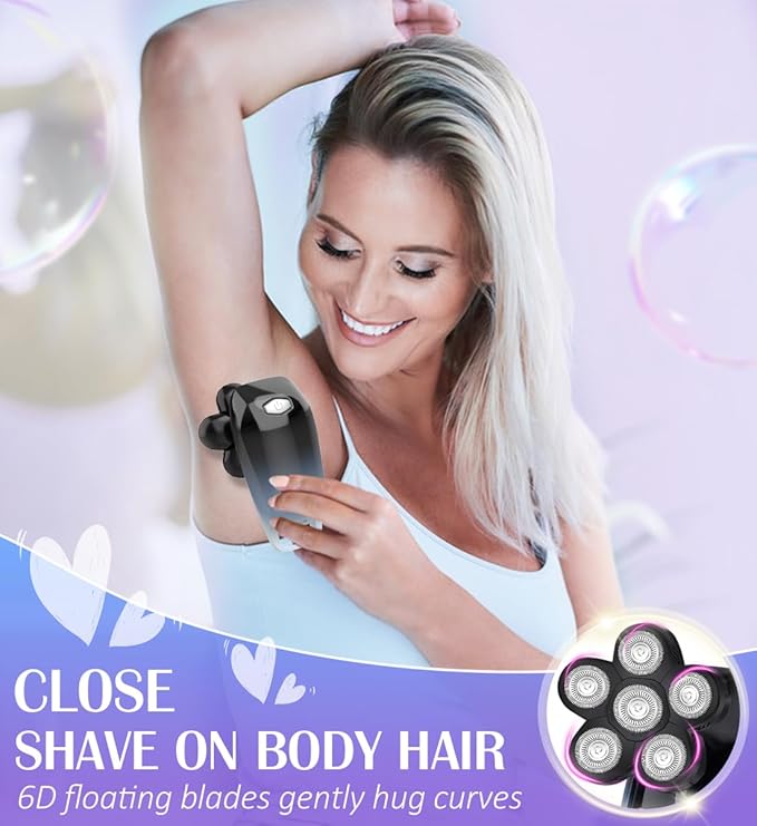 Electric Razors for Women,5 in 1 Womens Electric Leg Shaver Cordless Painless Facial Hair Removal for Arms and Underarms Bikini Trimmer,Portable and Safe Wet and Dry Use Women Shaver,White Black