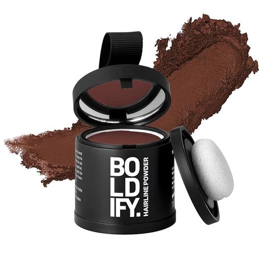 BOLDIFY Hairline Powder (LARGE, 10g) - Root Touch Up Hair Color for Gray Coverage - Bald Spot Concealing Hair Powder for Women & Men - 24-Hour Stain-Proof - Auburn