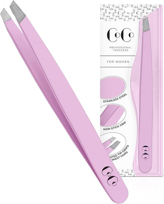 Tweezers for Facial Hair Women, Professional Precision Eyebrow Tweezers for Women and Men, Sharp Stainless Steel Slanted Tip for Hair Removal, Eyebrows and Ingrown Hair