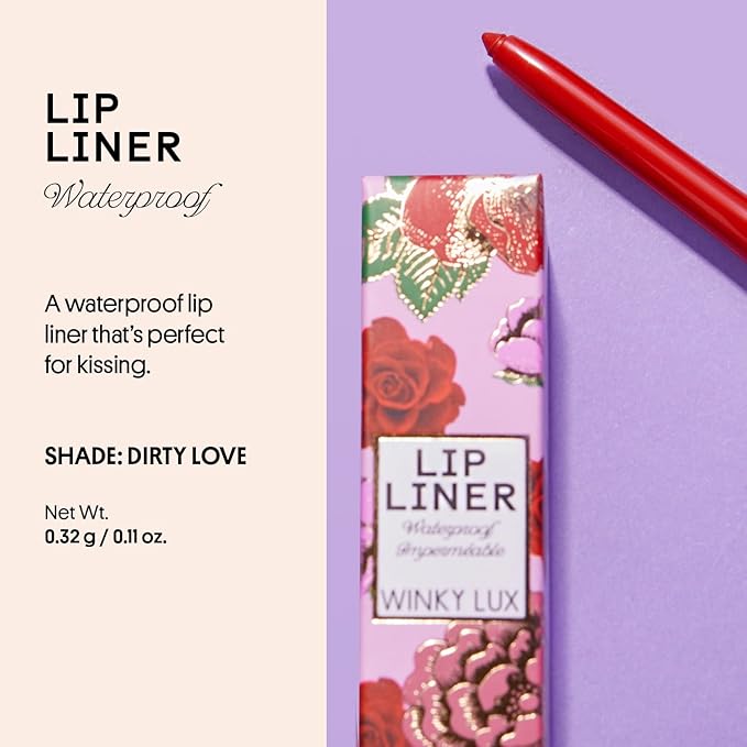 Winky Lux Dirty Love Demi Matte Lip Liner Pencil - Vibrant Red Lipliner, Waterproof Long Lasting Formula, Creamy Retractable Tip For Precision & Nourishment, Matte Finish