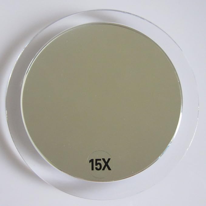 15X Magnifying Mirror - with 3 Mounting Suction Cups - Used for Precise Makeup - Eyebrows/Tweezing - Blackhead/Blemish Removal - Bathroom/Travel Makeup Mirror - 6 Inch Round (Rose Gold)