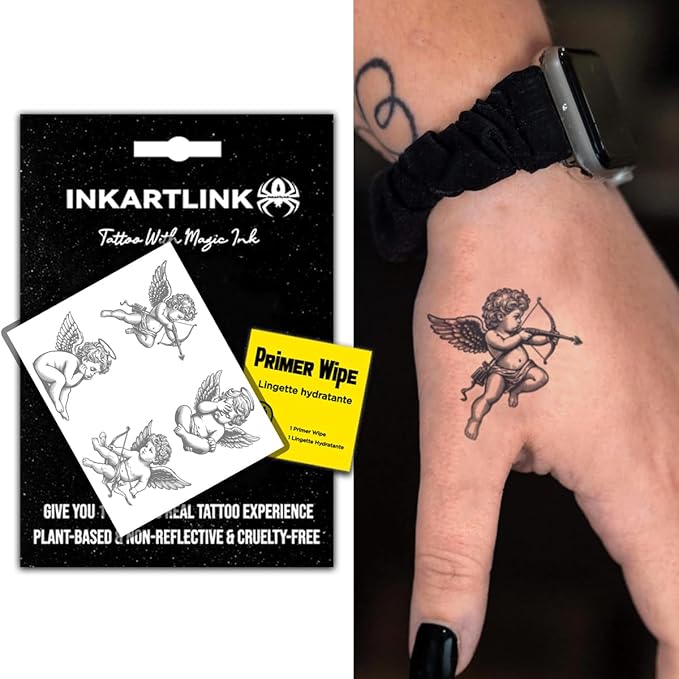 INKARTLINK Semi Permanent Tattoo, party tattoo, beautiful and realistic design, fun tattoo experience, cruelty-free, non-reflective, waterproof (Cupid)