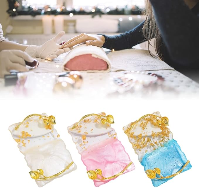 Resin Nail Art Palette, Nail Art Painting Palettes with Nail Palette Stirring Rod Gold Edge Nail Holder Nail Art Display Board Fashion Delicate Nail Tool Accessories, Type 6