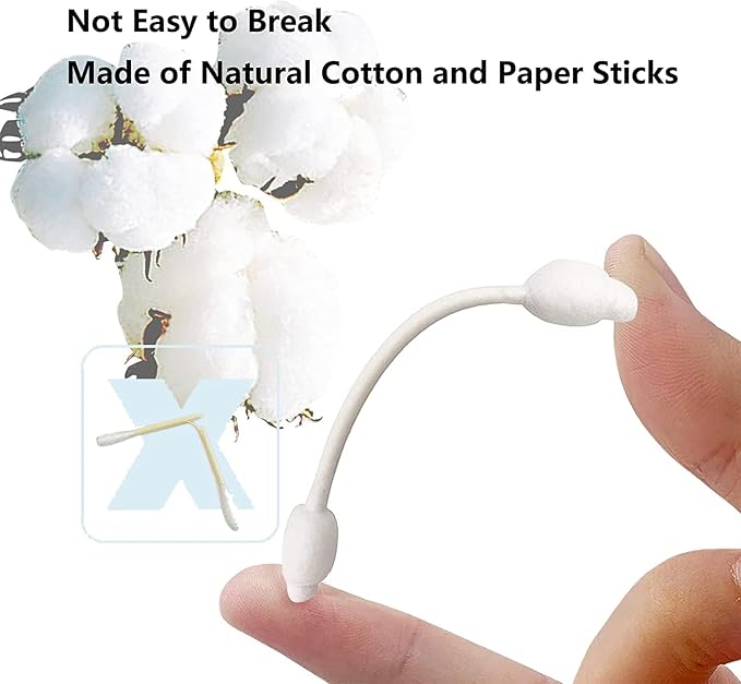 2 Packs 160pcs Safety Cotton Swabs with Large Tip, Baby Cotton Buds