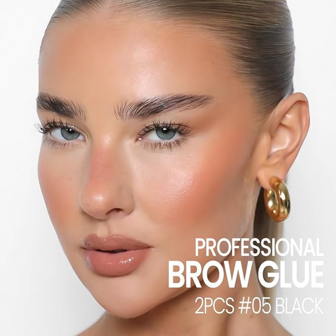 Kaely PROFESSIONAL MAKEUP Brow Glue, Tinted Eyebrow Gel, Eyebrow Mascara Waterproof, gel para cejas a prueba de agua, Eye Brow Fast Sculpt, Vegan & Cruelty-Free, 2Pcs-05 Black
