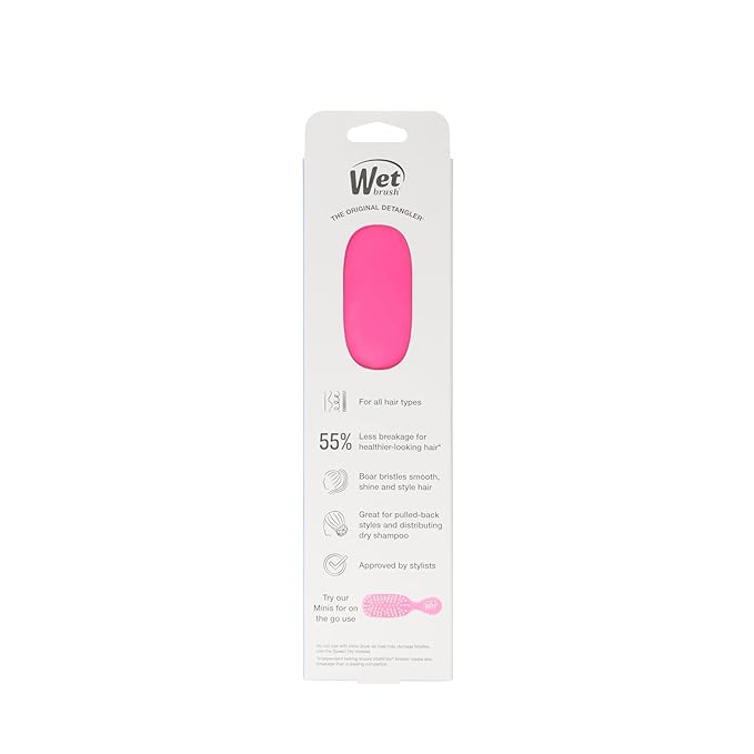 Wet Brush Shine Enhancer Hair Brush, Pink - Exclusive Ultra-soft IntelliFlex Bristles - Natural Boar Bristles Leave Hair Shiny And Smooth For All - For Women, Men, Wet And Dry Hair