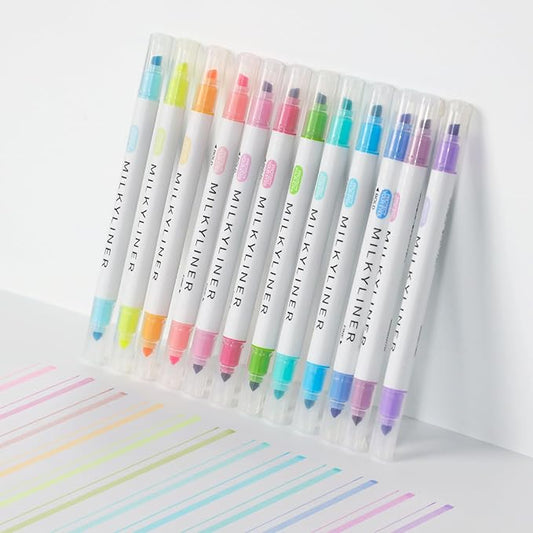Highlighters Assorted Colors, 12 Pack Dual Tip Aesthetic Highlighter Markers No Bleed Perfect for Bible and Journaling