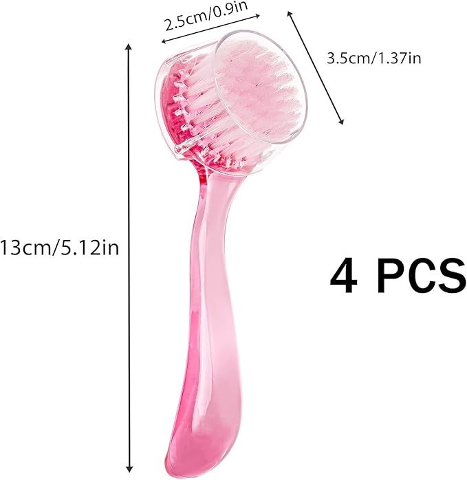 4 Pack Facial Cleansing Brush, Beomeen Face Scrubber Exfoliating Brush Face Wash Scrub Exfoliator for Skin Care, Makeup Removal,Pink