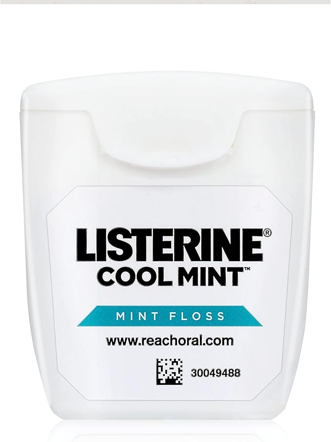 Listerine Cool Mint Interdental Floss | Effective Plaque Removal, Teeth & Gum Protection | Shred-Resistant, Fresh-Breath Feeling, PFAS Free | 55 Yards, 2 Pack