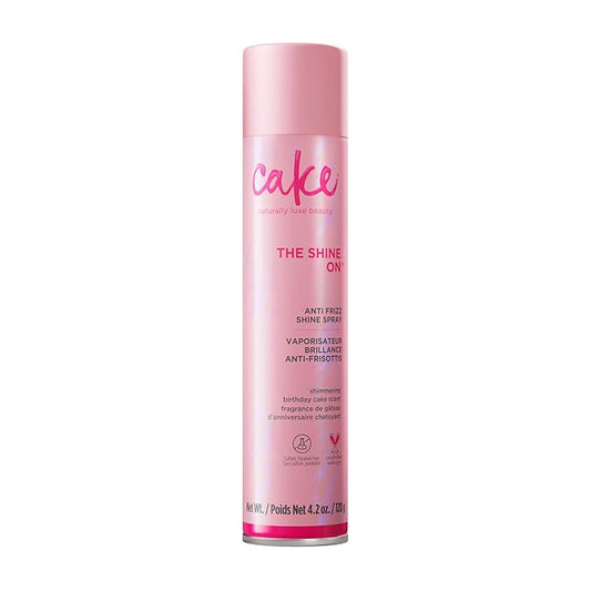 Cake Beauty Anti Frizz Shine Spray, The Shine On - Blocks Humidity for Smooth, Frizz Free, Shiny Hair - Safflower, Sweet Almond, Moringa & Argan Oil - For All Hair Types - 4.2 Oz