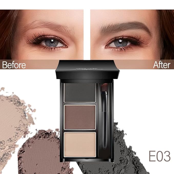 Eye Brow Powder for Women, Taupe Eyebrow Powder Kit with Brush, Long-Lasting 3 Colors Brow Palette, Filler for Full, Defined Natural Brows Shaping (03)