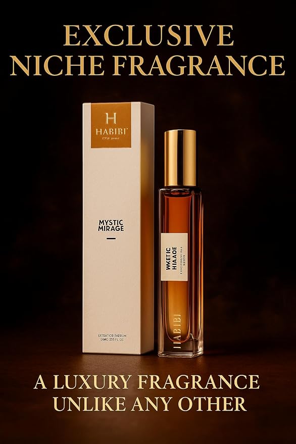 H HABIBI Mystic Mirage Extrait De Parfum 10ml (0.30 fl Oz) – Travel Size Arabian Fragrance for Women & Men, Long Lasting, 25% Perfume Oil, Luxury Niche Scent with Leather Case