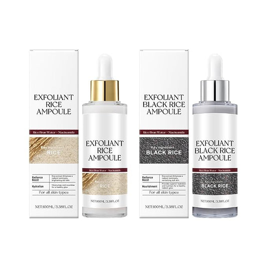 Black and White Rice Peeling, New Soft Rice Exfoliating Face and Body, Black and White Rice Exfoliant for All Skin Types, Gentle Peel & Deep Hydration (White+Black) 2P