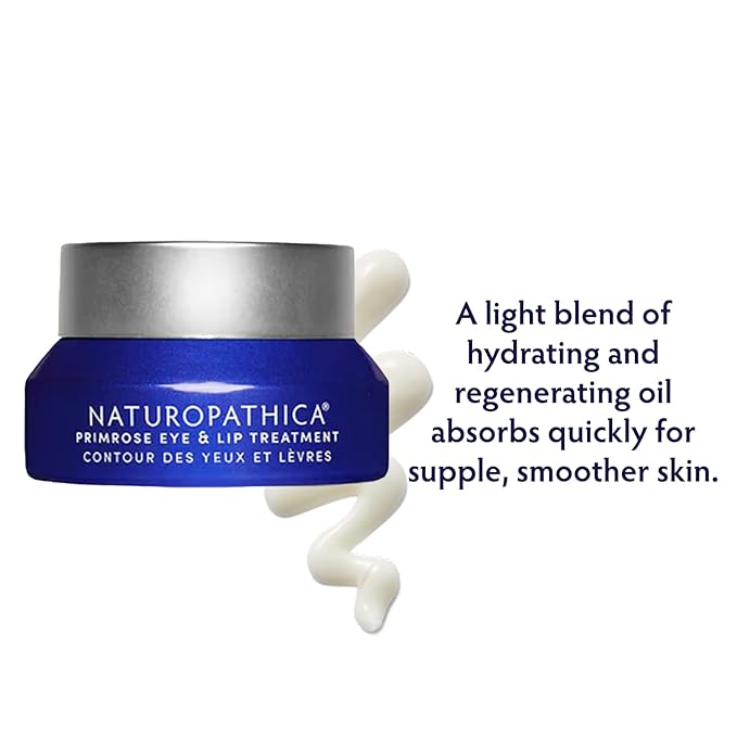 Naturopathica Primrose Eye & Lip Treatment, Wrinkle Remedy and Daily Lip & Eye Cream with Acai Fruit Oil for All Skin Types, 0.5 fl oz (15 ml)