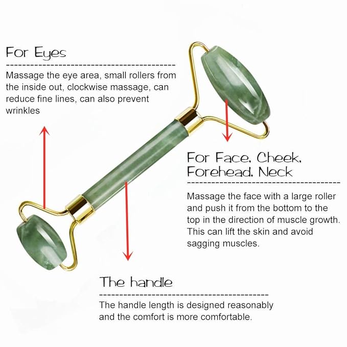 Ysrisny Gua Sha Facial Tools Jade Roller for Face - Facial Massage Tool for Anti Aging Wrinkles and Skin Rejuvenate -100% Natural Jade Stone for Face Eyes (Jade Roller+GUA SHA)