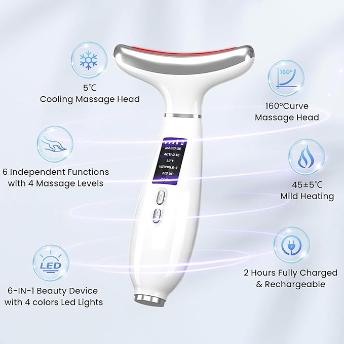 Red Light Therapy for Face, Facial Massager, Skin Care Device for Anti-Aging, at-Home, Lifting & Tightening Loose Skin (Pearl White)