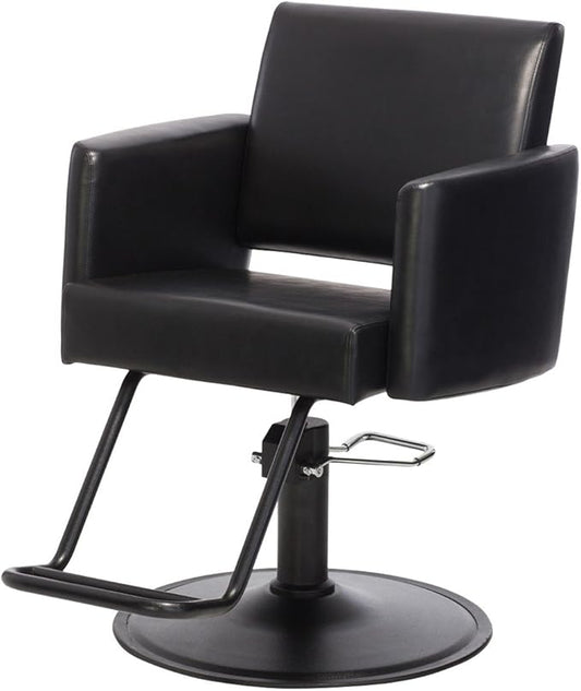 Buy-Rite Onyx Salon Styling Chair - Modern Black Hair Stylist Chair with Open Back, Inclined Seat, Rounded Arms, Premium Vinyl Upholstery, Durable Steel Frame & Footrest - NIN-6610