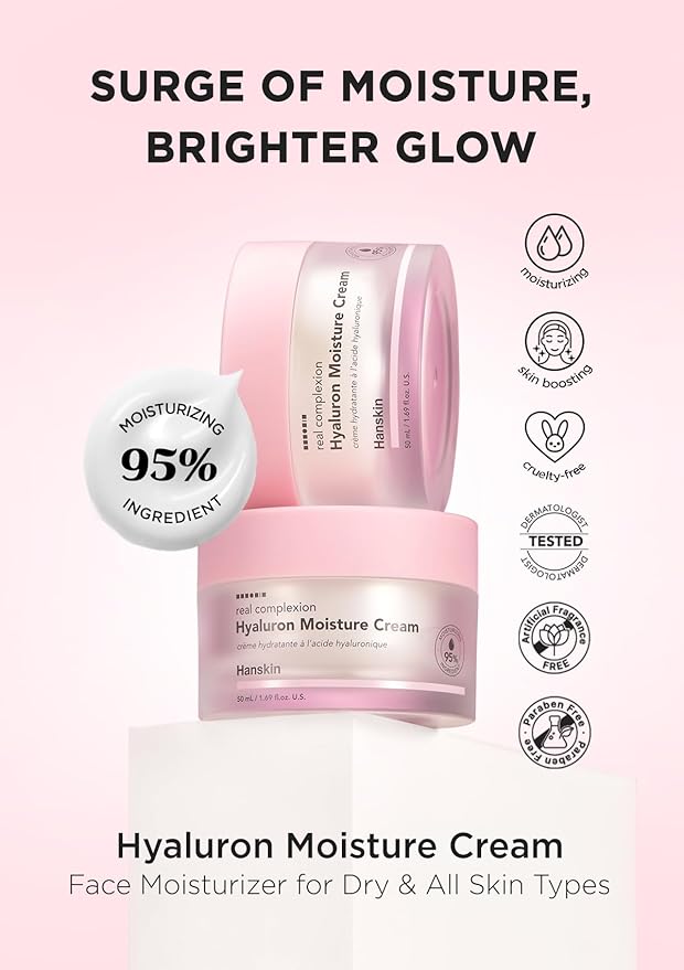 Hanskin Pink Hydration Duo – Hyaluron Skin Essence & Moisture Cream | Deep Moisture & Soothing Care for Dry, Sensitive Skin | Lightweight Glow Set for Radiant, Dewy Glass Skin | K-Beauty