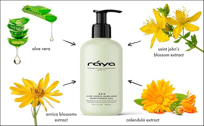 Raya Aloe Vera and Herbs Soothing Gel (323) | Effective, Soothing, and Moisturizing Treatment for the Face and Body | Comforts Dry, Chapped, and Irritated Skin