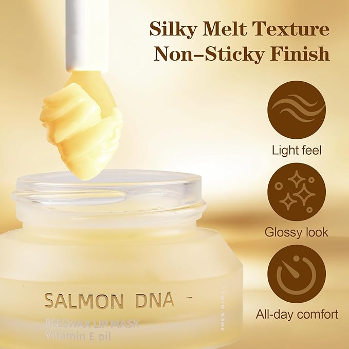 PDRN Lip Sleeping Mask Glow Balm with Salmon PDRN & Collagen - Deep Hydration, Non-Sticky Overnight + Daily Lip Care, Moisture Lock for Dry, Chapped Lips, Korean Skincare with Salmon DNA