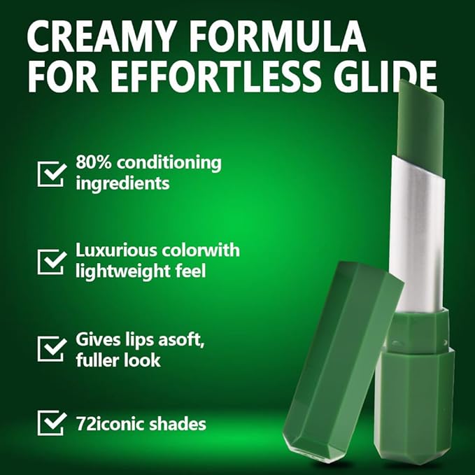 Forest Green Matte Lipstick - Pigmented Lip Crayon & Face Paint Stick for Women Everyday Halloween Birthday Party Wear, Younger-Looking Lip Makeup, Labial para fiesta de disfraces 19