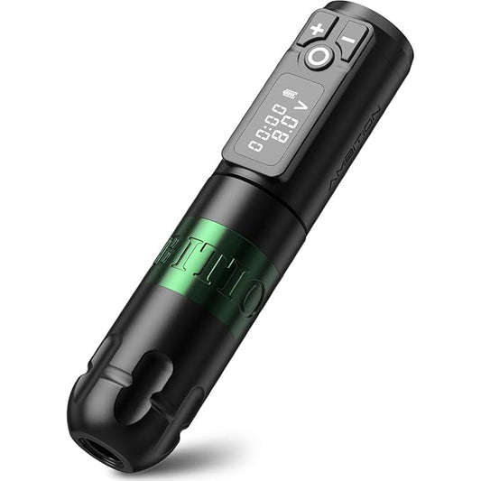 Ambition Soldier Rotary Battery Pen Tattoo Cartridge Machine with 2400mAh Wireless Power Japan Coreless Motor Digital LED Display Tattoo Equipment Supply for Professionals and Beginners Tattoo Artists