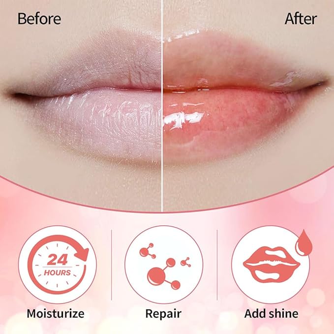 Hydrating Lip Glow Oil, Moisturizing Lip Glow Oil, Nourishing Glossy Transparent Lip Oil, Plumping Lip Oil, Lip Balm, Non-sticky Tinted Toot Lip Balm for Lip Care (PINK)0.2 OZ