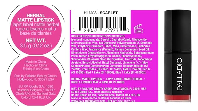 Palladio Herbal Matte Lipstick, Scarlet, Creamy and Full Coverage Long Lasting Matte Lipstick