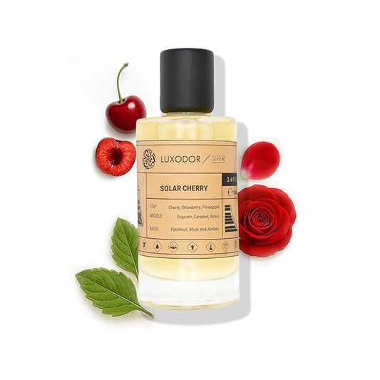 Solar Cherry - Inspired by Miss Cherie - pheromones perfumes for women cologne - dupes fragrances - Clean ingredients - Paraben Free Vegan - 3.4 fl. oz (100ml) with perfume oil 10 ml roll-on