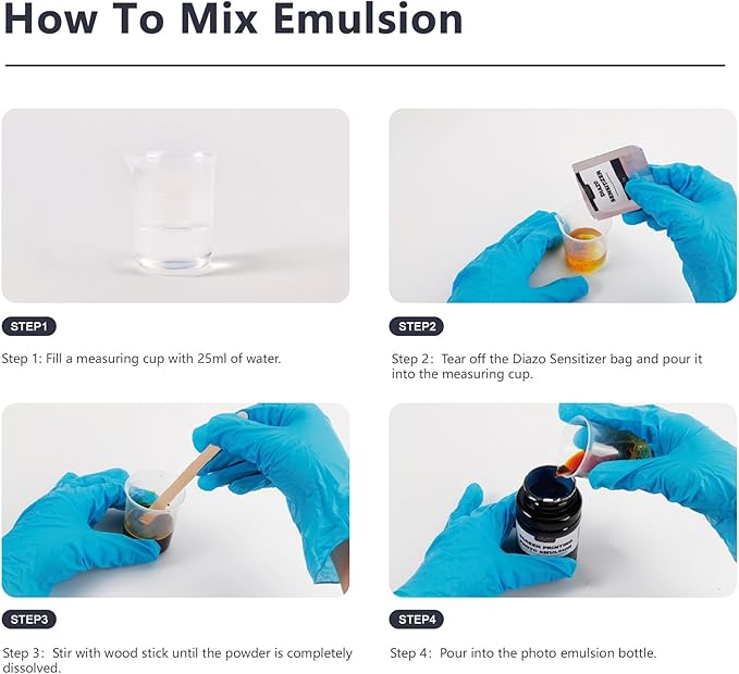 Caydo Screen Printing Photo Emulsion (8.5 oz), Diazo Sensitizer(1g), Measuring Cup, Gloves, and 5 Stir Sticks, Pre-Sensitized Photo Emulsion Screen Printing Supplies for Screen Printing and Fabric