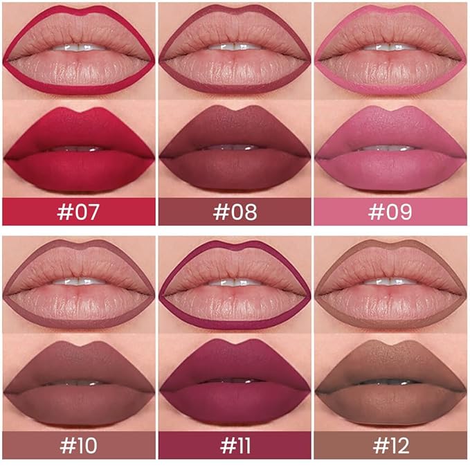 6 Pcs Retractable Natural Nude Brown Beige Colors Lip Liner Lipstick Pencils Set for Shaping & Sculpting Lips,Ruby Mauve Red Rose Pink Plum Purple Taupe Creamy Matte Velvet Pigmented Crayon