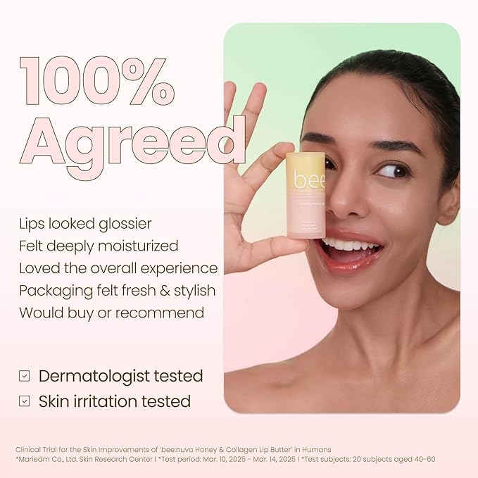 Honey & Collagen Lip Butter, Hydrating Lip Treatment, Overnight Lip Mask, Moisturizing Lip Balm with Jojoba Oil & Squalane, Lip Care, Korean Skin Care (0.45 oz)