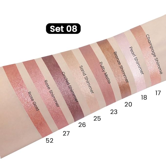 Kaely 8Pcs Cream Eye Shadow Sticks Set, Matte Shimmer Eyeliner Pencil Eyeshadow Palette Makeup, Eye Highlighter Brightener Stick for Older Women Waterproof Pigmented, sombras para ojos 08