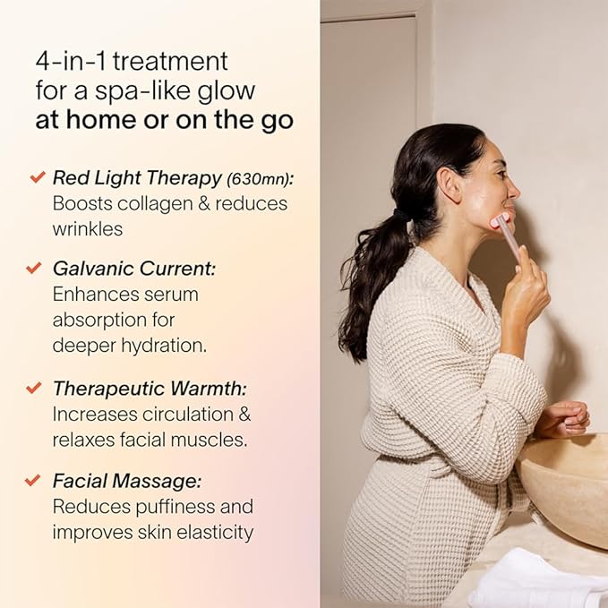 Solawave 4-in-1 Red Light Therapy Wand for Face & Neck | Beauty Device with Galvanic Current, Massager & Warmth | Anti-Aging, Wrinkle Reduction, Skin Tightening, Depuffing & Rejuvenation (Ombre)