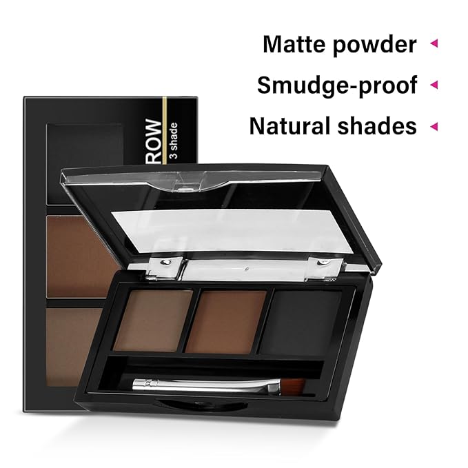3 Colors Eyebrow Powder Set, Brow Powder Makeup Palette, Defining and Sculpting Brows, Waterproof Eye Contour Kit with Brush Applicator