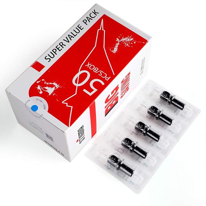 STIGMA Disposable Tattoo Cartridges Assorted Sizes 50pcs 1003RL 1005RL 1007RL 1009RL 1201RL 1203RL 1205RL 1207RL 1209RL 1211RL of Round Liner 0.3mm+0.35mm for Tattoo Supplies EN05-50KIT-C